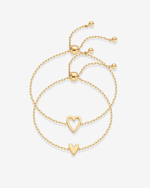 Heart Duo Charm Solitaire Bracelet