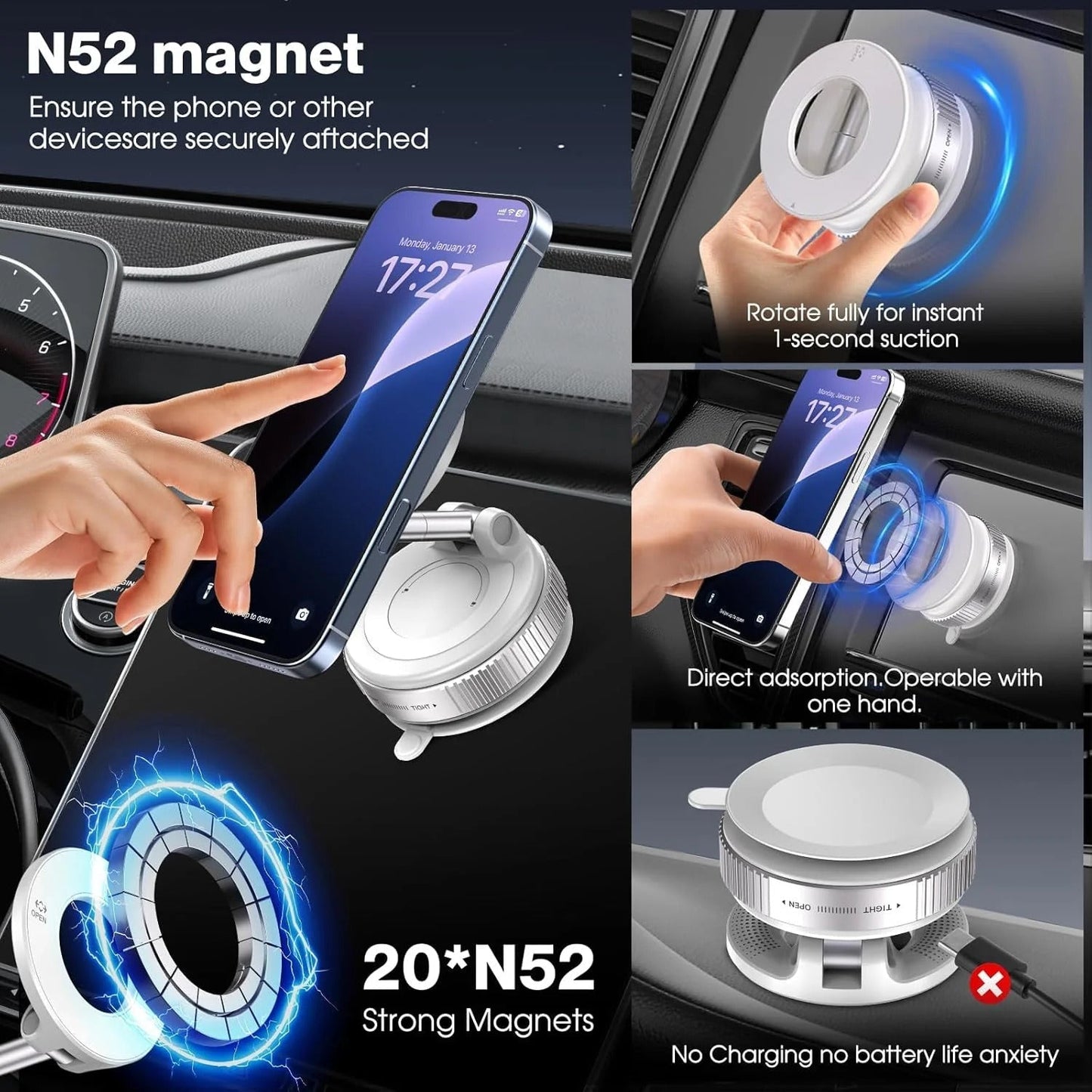 Heavy-duty 360° Vacuum Magnetic Phone Holder FREE